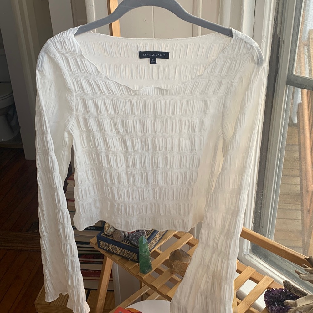 KENDALL & KYLIE Small White Flare-Sleeved Blouse